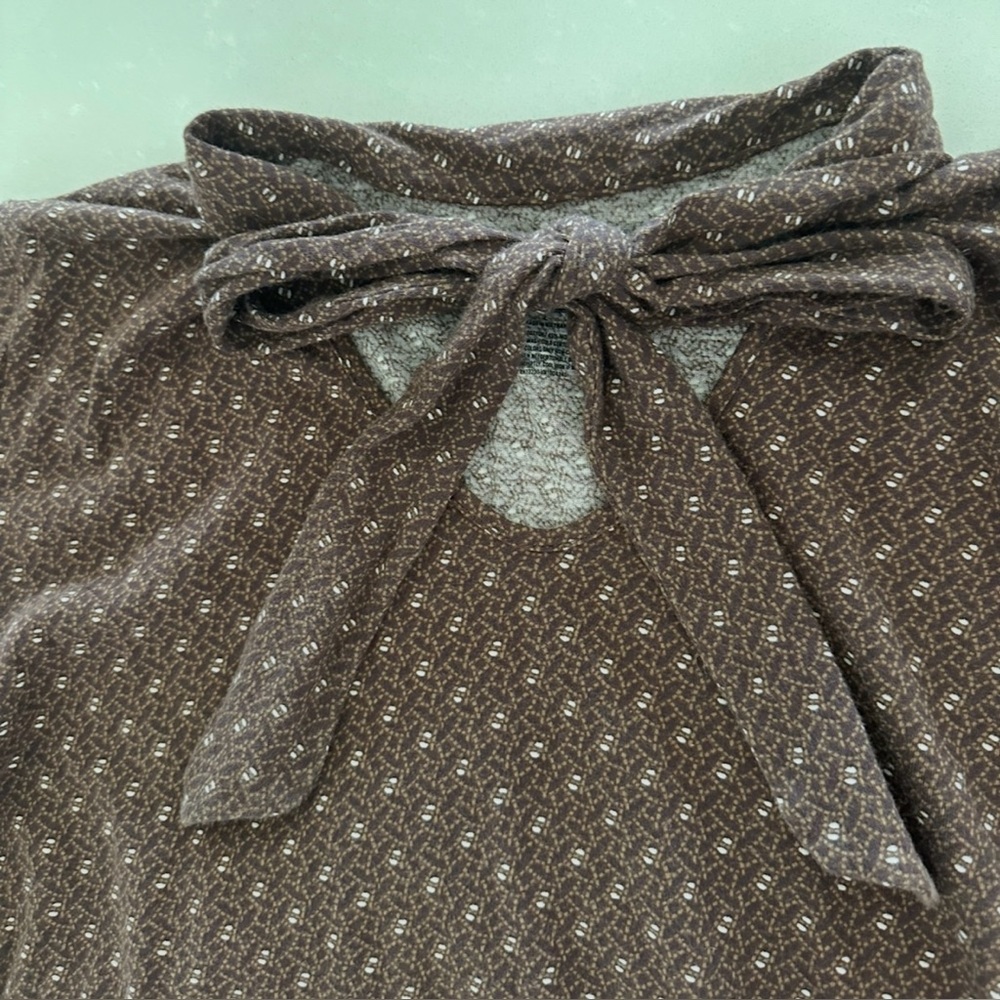 Coquette Brown Merona Blouse With Tie - Picture 4 of 6